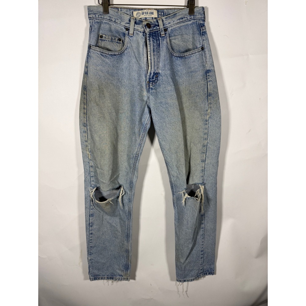 Vintage Gap Blue Jeans No 4 Easy Fit Light Wash Distressed Denim W31 L30 USA